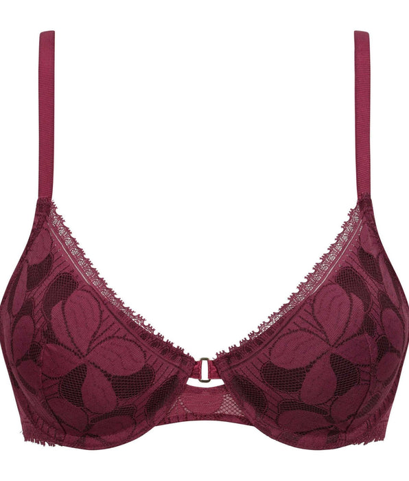 La Senza Lace Art Flowers Underwired Basket Bra in Beaujolais