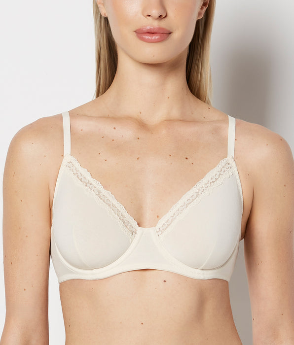 La Senza Unlined Wired Bralette with Lace Trim in Pearled Ivory