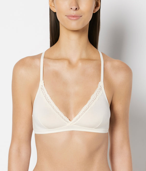 La Senza Unlined Bralette with Lace Trim in Pearled Ivory