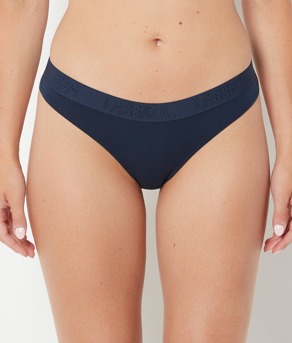 La Senza Thong Panty With Logo Band in Navy Blazer