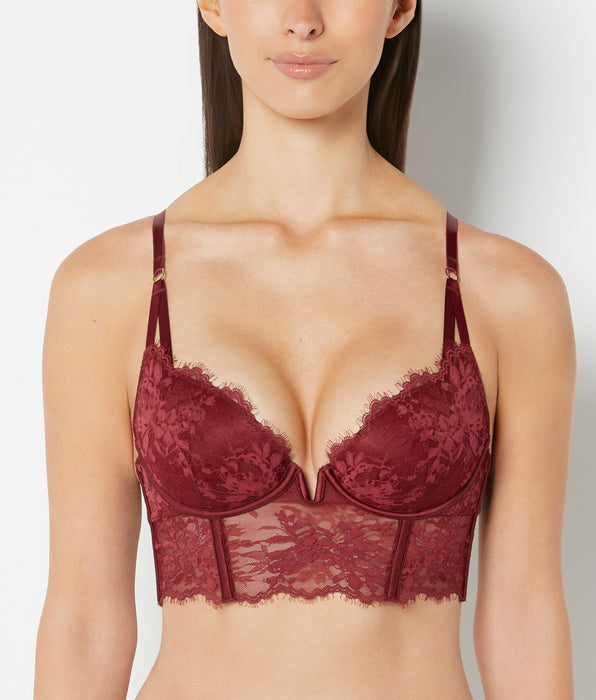 La Senza Push Up Demi Bustier with Bewitched Lace in Cabernet