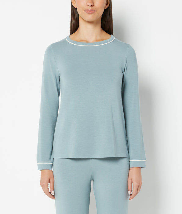 La Senza Casual Sleep Long Sleeve Scoop Neck Top in Lead