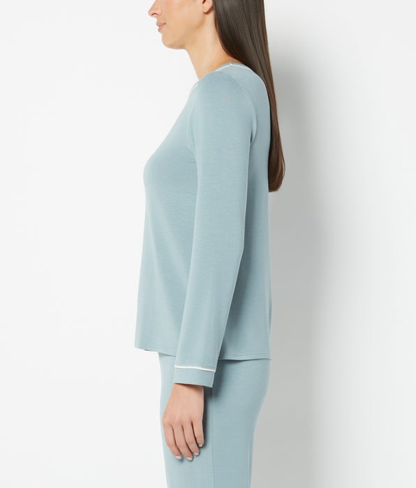 La Senza Casual Sleep Long Sleeve Scoop Neck Top in Lead