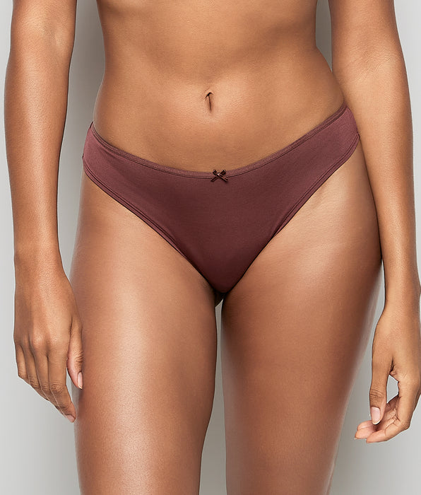 La Senza Thong Panty with Bow in Dusty Cedar