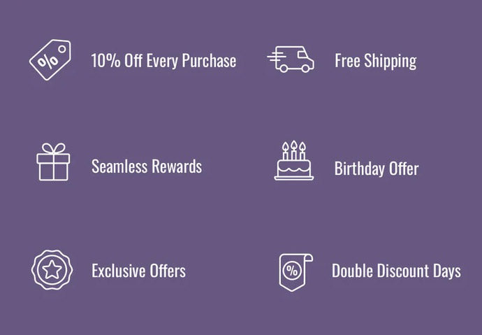 10% Off Every Purchase, Free Shipping, Seamless Rewards, Birthday Offer, Exclusive Offers, Double Discount Days